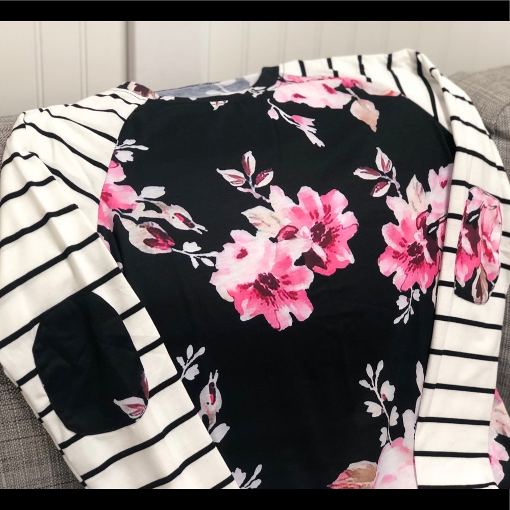 Long Sleeve Boutique Top with Elbow Patches